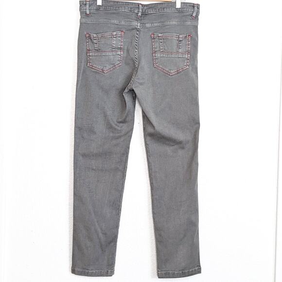 Elisa Cavaletti Pants Embellished Gray Skinny Jeans Crystal Patchwork Womens 12 - Picture 6 of 14